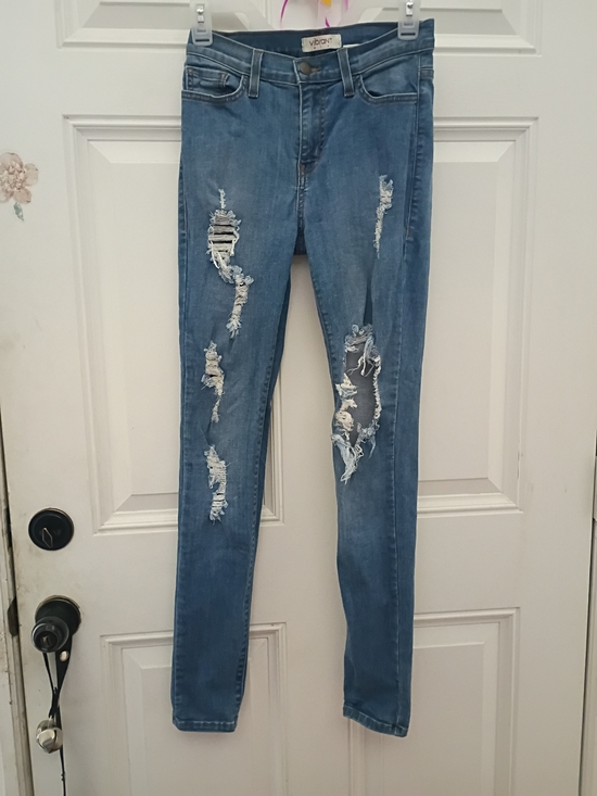 Vibrant Denim - Vibrant Light Blue Distressed Skinny Jeans